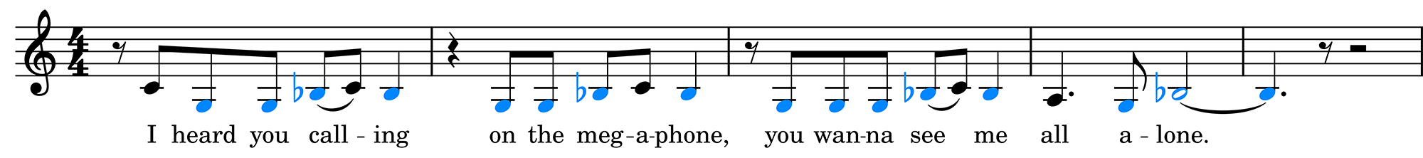 Music notation: first vocal phrase of Taylor Swift's The Fate of Ophelia